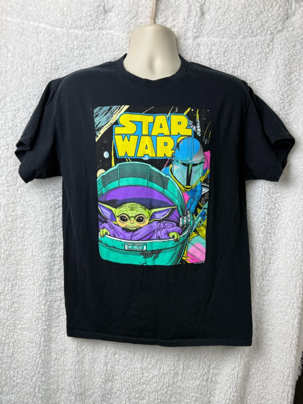 Star Wars Baby Yoda & Mandalorian Graphic Tee - Black Sz LG